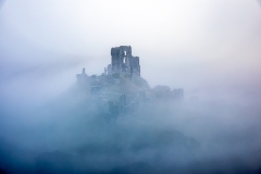 Corfe Castle in the mist