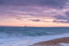 Hengistnury Head ship at sunset