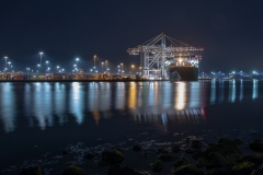 Container ship reflections